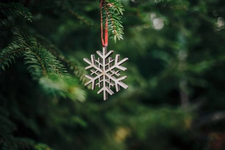 closeup wooden snowflake